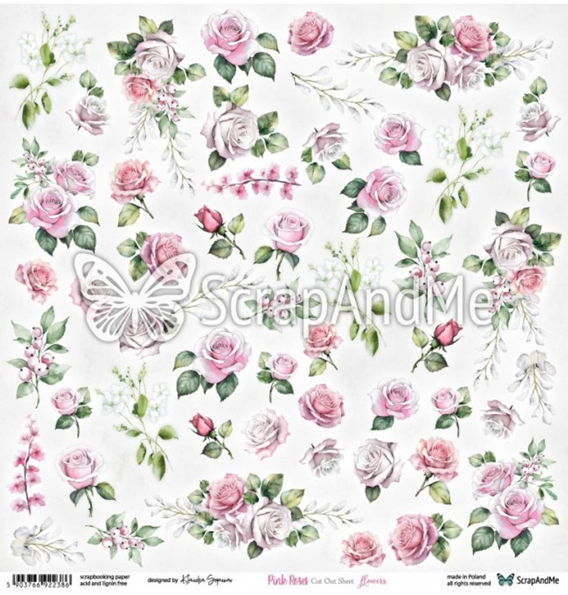 Pink Roses Cut Out Sheet Flowers 