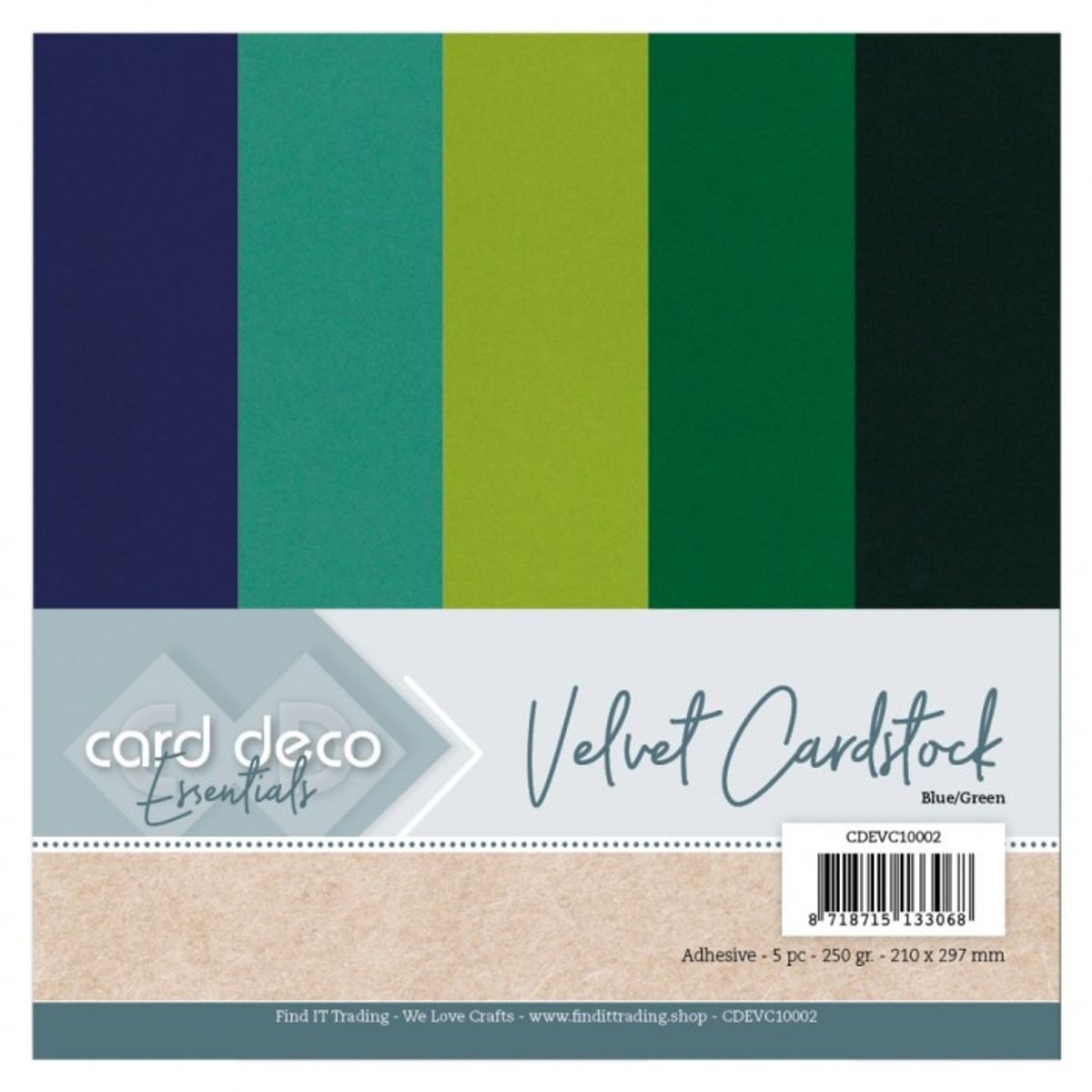 Velvet Cardstock Blue/Green 5pk A4